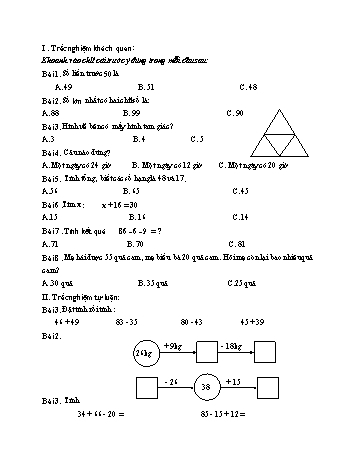 Đề kiểm tra học kì kì 1 Toán Lớp 2 - Đề số 9