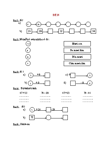 Đề thi cuối học kì 1 Toán Lớp 2 - Đề 26