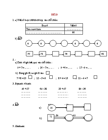 Đề thi cuối học kì 1 Toán Lớp 2 - Đề 29