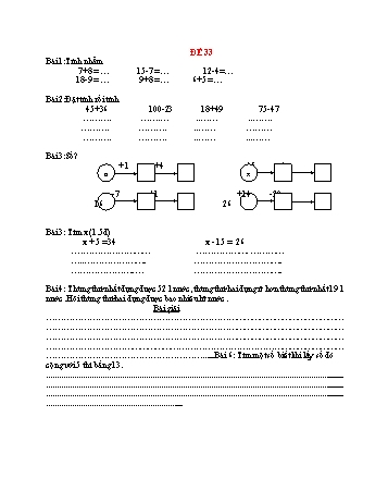 Đề thi cuối học kì 1 Toán Lớp 2 - Đề 33