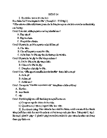 Đề thi học kì 1 Tiếng Việt Lớp 2 - Đề số 24