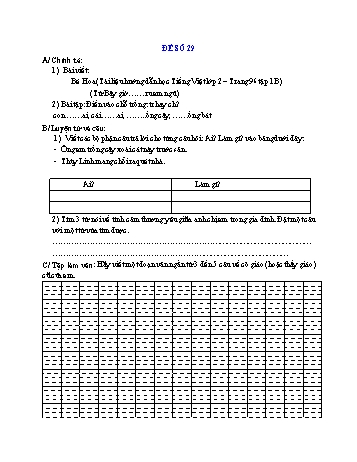 Đề thi học kì 1 Tiếng Việt Lớp 2 - Đề số 29