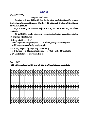 Đề thi học kì 1 Tiếng Việt Lớp 2 - Đề số 31