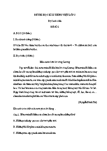 Đề thi học kì 2 Tiếng Việt Lớp 2 (Sách Cánh diều) - Đề số 1 (Có đáp án)