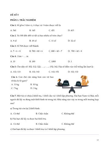 Đề kiểm tra cuối kì 2 Toán Lớp 2 (Sách Cánh diều) - Đề số 5 (Có đáp án)
