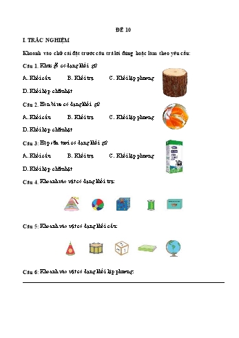 Đề ôn học kì 2 Toán Lớp 2 - Đề 10