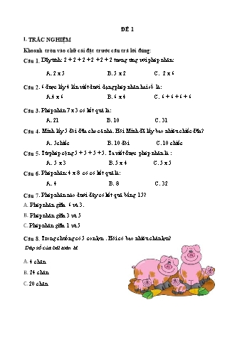 Đề ôn học kì 2 Toán Lớp 2 - Đề 1