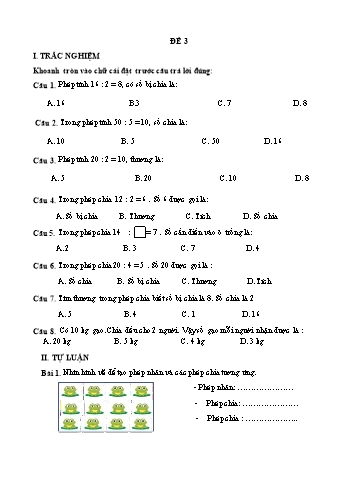 Đề ôn học kì 2 Toán Lớp 2 - Đề 3