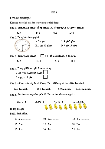 Đề ôn học kì 2 Toán Lớp 2 - Đề 4
