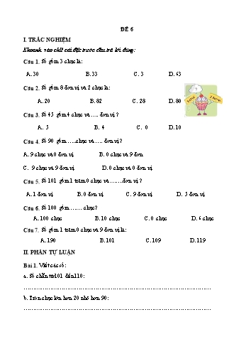 Đề ôn học kì 2 Toán Lớp 2 - Đề 6