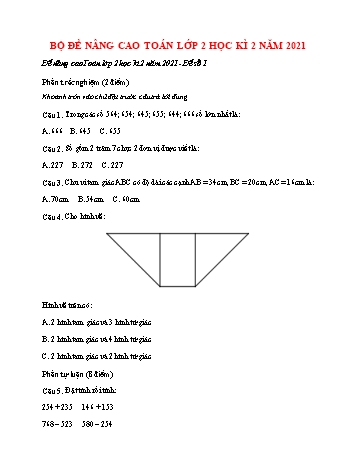 Bộ đề nâng cao học kì 2 Toán Lớp 2 - Năm học 2021-2022 (Có đáp án chi tiết)