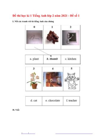 Bộ đề thi học kì 1 Tiếng Anh Lớp 2 (Phần 2) - Năm học 2021-2022 (Có đáp án)
