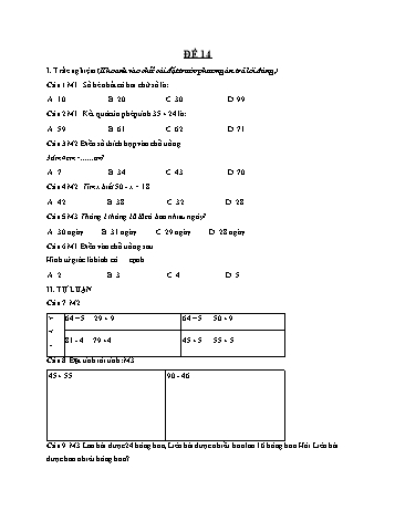 Đề ôn tập học kì 2 Toán 2 - Đề 14 (Có đáp án)