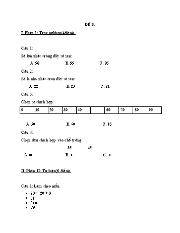 Đề ôn tập học kì 2 Toán 2 - Đề 8 (Có đáp án)