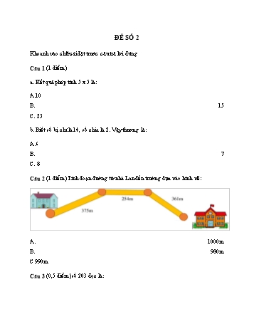 Đề ôn tập Toán 2 Sách Kết nối tri thức - Đề số 2 (Có đáp án)