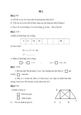 Đề thi học sinh giỏi Toán Lớp 2 - Đề 3