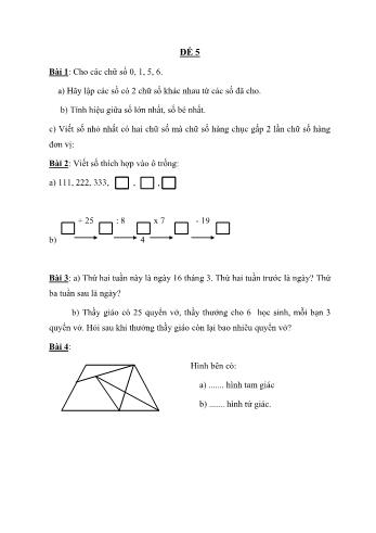 Đề thi học sinh giỏi Toán Lớp 2 - Đề 5
