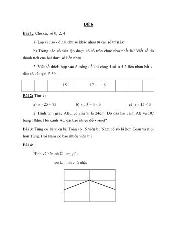 Đề thi học sinh giỏi Toán Lớp 2 - Đề 6