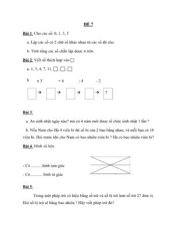 Đề thi học sinh giỏi Toán Lớp 2 - Đề 7