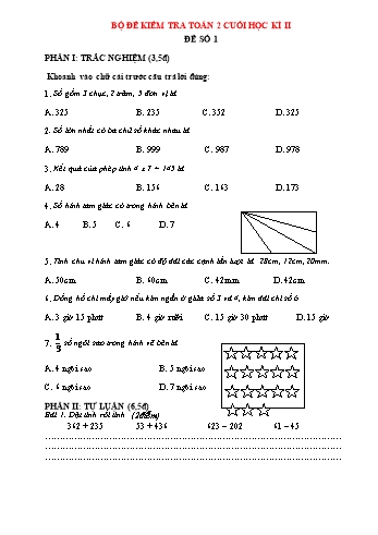 Bộ 10 đề kiểm tra cuối học kì II môn Toán Lớp 2 (Có đáp án)