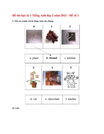 Bộ 4 đề thi học kì 1 Tiếng Anh Lớp 2 - Năm học 2021-2022 - Phần 2 (Có đáp án)