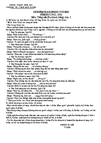 Đề kiểm tra định kì cuối học kì I môn Tiếng Việt Lớp 2 - Năm học 2021-2022 - Trường TH – THCS Ngô Quyền (Có đáp án)