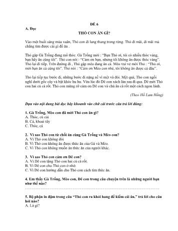 Đề thi học kì 2 môn Tiếng Việt Lớp 2 Sách Cánh diều - Đề số 6 (Có đáp án)