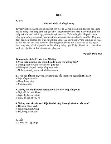 Đề thi học kì 2 môn Tiếng Việt Lớp 2 Sách Cánh diều - Đề số 8 (Có đáp án)