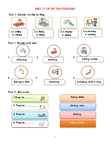 Bài ôn tập Tiếng Anh Lớp 2 - Unit 11: In the playground