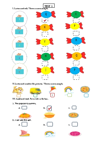 Đề thi học kì 1 môn Tiếng Anh Lớp 2 - Đề 1 - Hoàng Văn Vân (Có file nghe + đáp án)