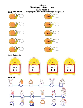 Phiếu bài tập ôn tập môn Toán Lớp 2 (Kết nối tri thức và cuộc sống) - Tuần 20 - Năm học 2022-2023